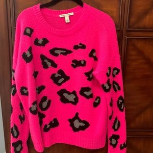 Autumn cashmere 100% pure cashmere hot pink with gray and black “spots”
